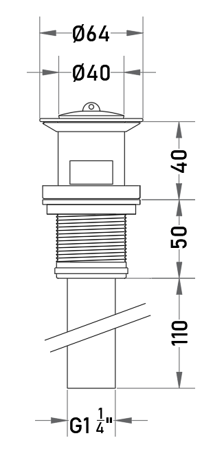Desagüe de Lavatorio y Bidé 1 1/4" con Tapón y Cadena
