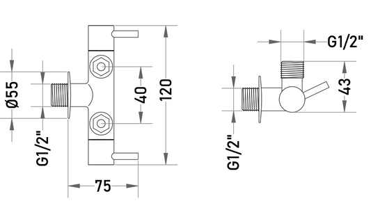 Llave Angular Doble Salida Cromada para WC