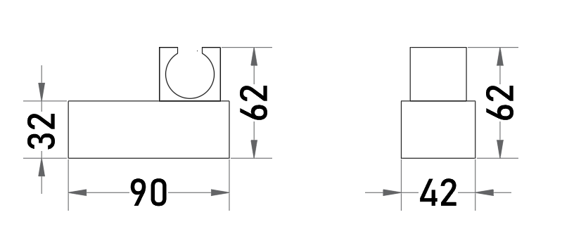 Soporte Orientable para Mango de Ducha Cuadrado