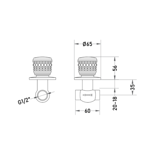 Llave de Paso G ½” Bronce