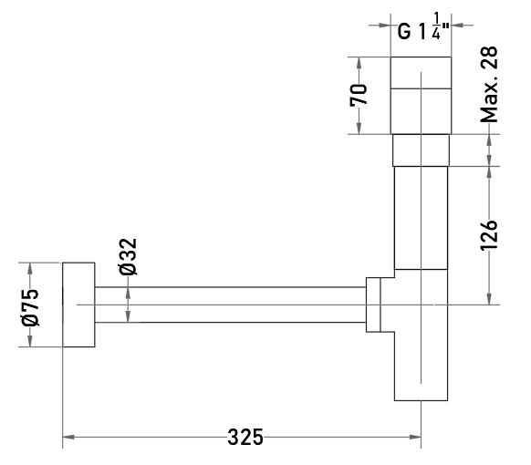 Sifón Telescópico Minimalista para Lavatorio Latón Cromado G 1 1/4”