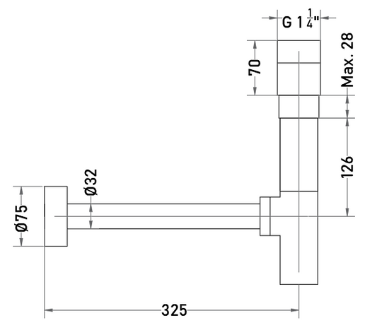 Sifón Telescópico Minimalista para Lavatorio Latón Cromado G 1 1/4”