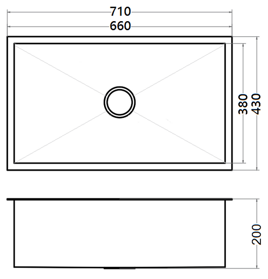 Lavaplatos Bajo Cubierta Negro 1 Cubeta 710x430 mm