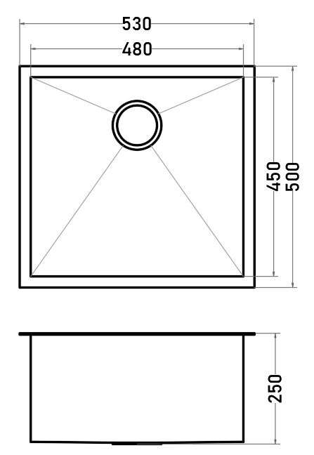 Lavaplatos Acero Inoxidable 1 Cubeta 530x500 mm