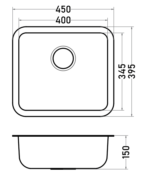 Lavaplatos Acero Inoxidable 1 Cubeta 450x395 mm