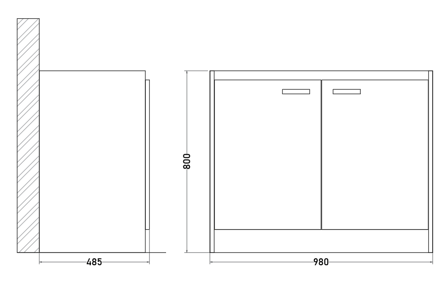 Mueble Base Lavaplatos 100 cm Blanco Melamina