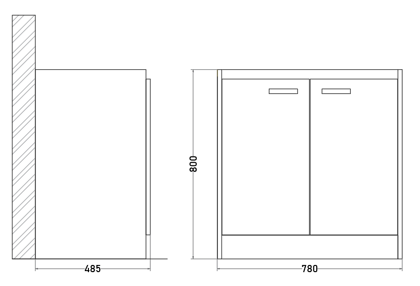 Mueble Base Lavaplatos 80 cm Blanco con Puertas Café Melamina