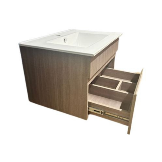 Lavamanos de Loza 90 cm con Mueble Suspendido con Cajón