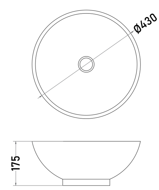 Lavamanos de Sobreponer Redondo 44 cm Blanco con Rebalse