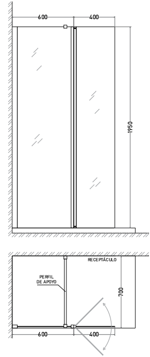 Shower Door con Puerta Abatible 100 cm Vidrio Templado 6 mm