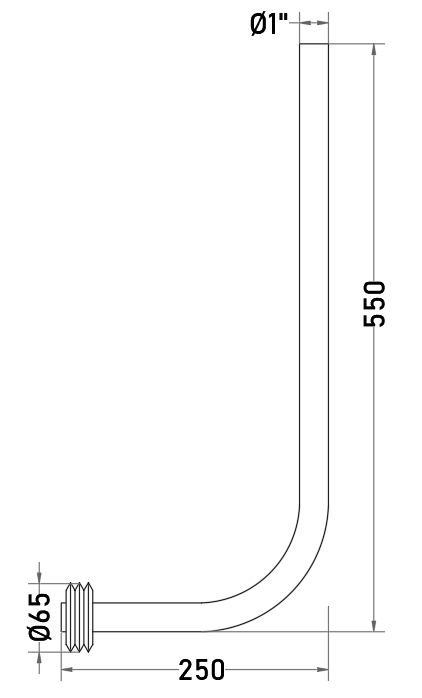 Tubo Conexión Fluxómetro en L para Inodoro 1” Acero Inoxidable 304