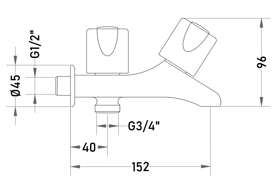 Grifería Lavadero - Lavadora Troya 1/2" x 3/4"