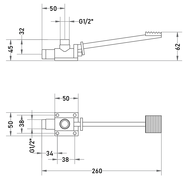Grifo Pedal Temporizado 1 Agua Latón Cromado Conexión G1/2”