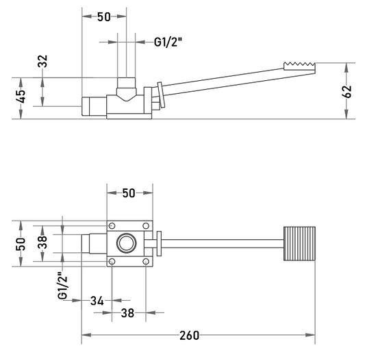 Grifo Pedal Temporizado 1 Agua Latón Cromado Conexión G1/2”