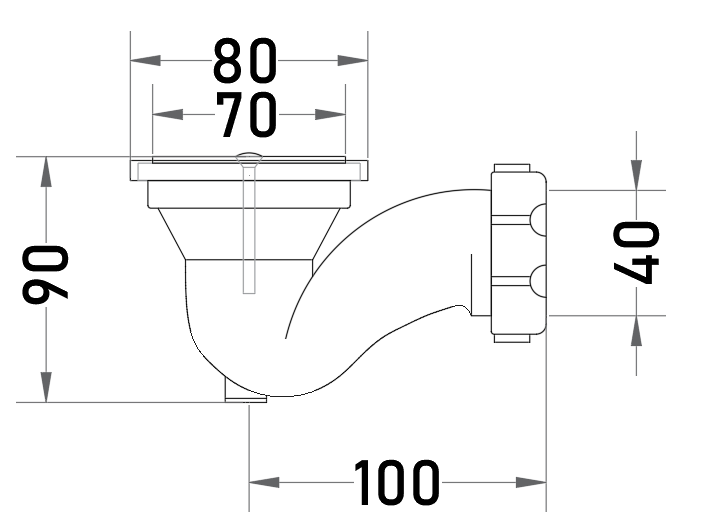 Desagüe Sifón para Receptáculo 70 mm con Salida 40 mm