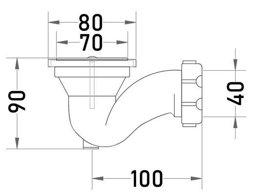 Desagüe Sifón para Receptáculo 70 mm con Salida 40 mm