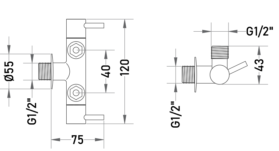Llave Angular Doble Salida Cromada para WC