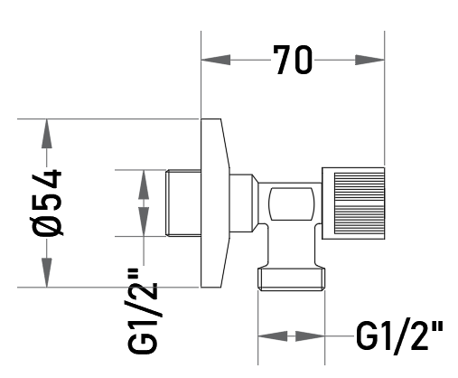 Llave Angular Cromada 1/2" con Cierre Cerámico para WC