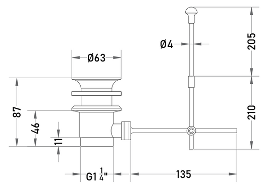 Desagüe Automático de Lavatorio 1 1/4" con Rebalse y Varilla