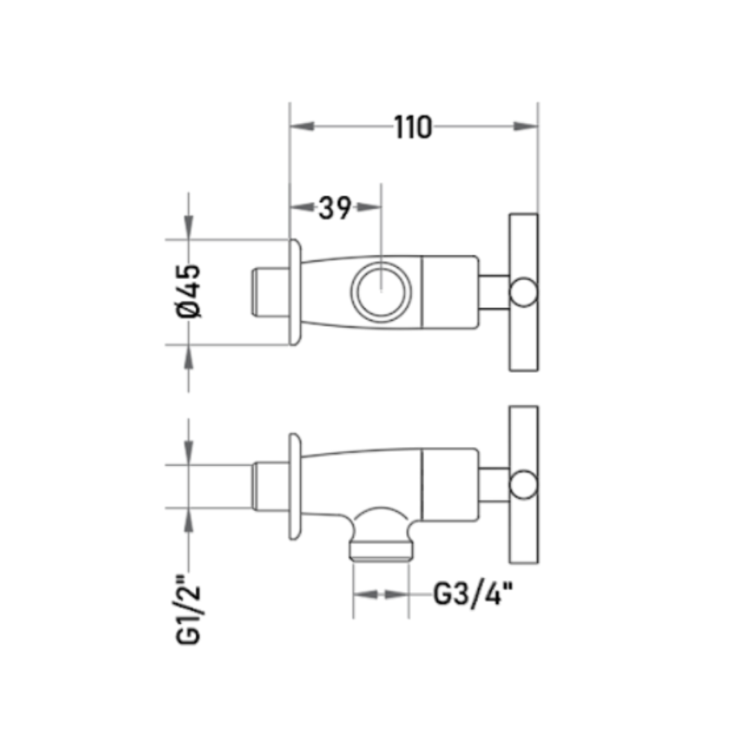Grifería Lavadora Ente 1/2” x 3/4”