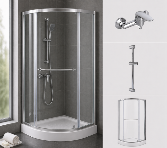 Kit Cabina Ducha 90X90 + Grifería + Barra Ducha