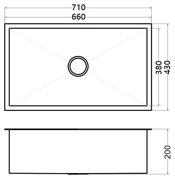Lavaplatos Bajo Cubierta Negro 1 Cubeta 710x430 mm