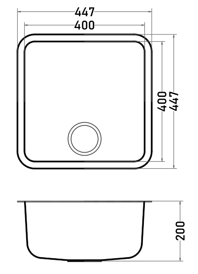 Lavaplatos Acero Inoxidable 1 Cubeta 447x447 mm