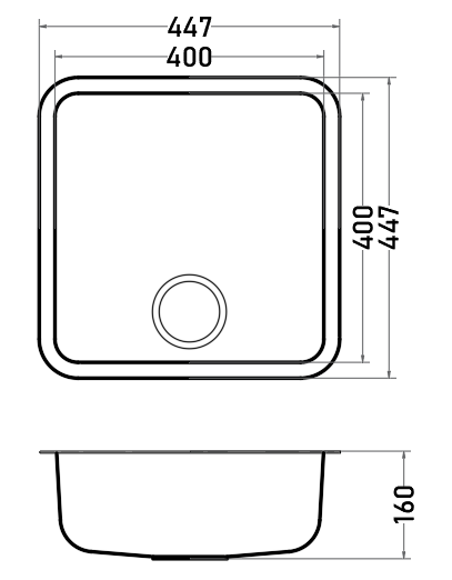Lavaplatos Acero Inoxidable 1 Cubeta 447x447 mm