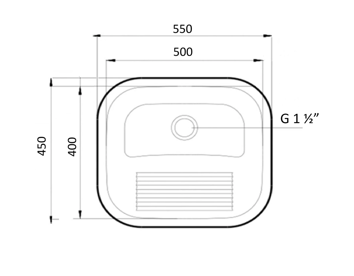 Lavadero de Acero Inoxidable 55x45 cm para Empotrar