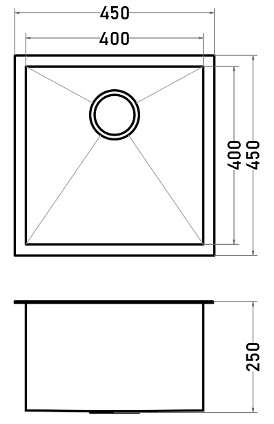 Lavaplatos Acero Inoxidable 1 Cubeta 450x450 mm