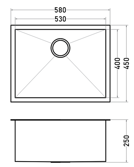 Lavaplatos Acero Inoxidable 1 Cubeta 580 x 450 mm