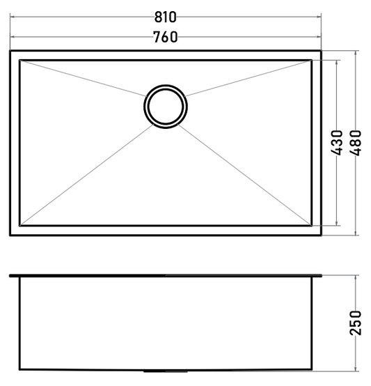 Lavaplatos Acero Inoxidable 1 Cubeta 810 x 480 mm