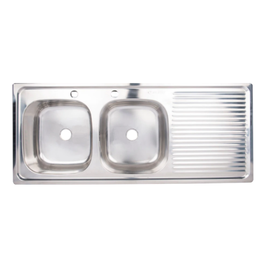 Lavaplatos Empotrado Acero Inoxidable 2 Cubetas 1200x500 mm
