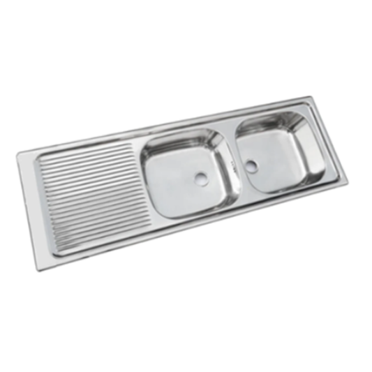 Lavaplatos Empotrar 135 cm 2 Cubetas con Escurridor Acero Inoxidable