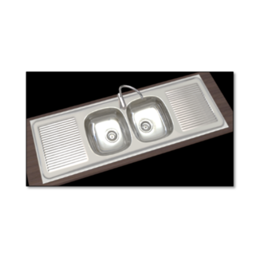Lavaplatos Empotrar 180 cm 2 Cubetas Doble Escurridor Acero Inoxidable