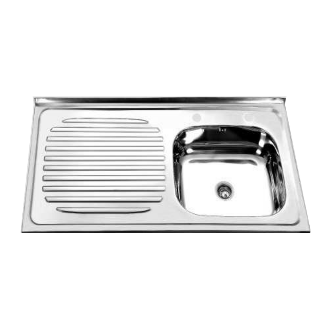 Lavaplatos Sobreponer 100x50 cm 1 Cubeta 2 Perforaciones