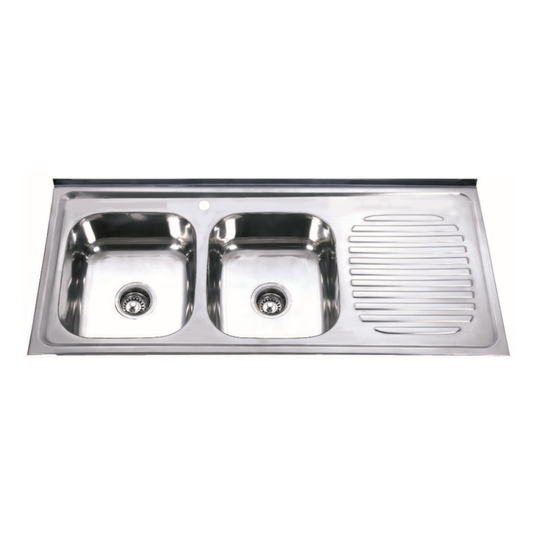 Lavaplatos Sobreponer 120x50 cm 2 Cubetas con Escurridor