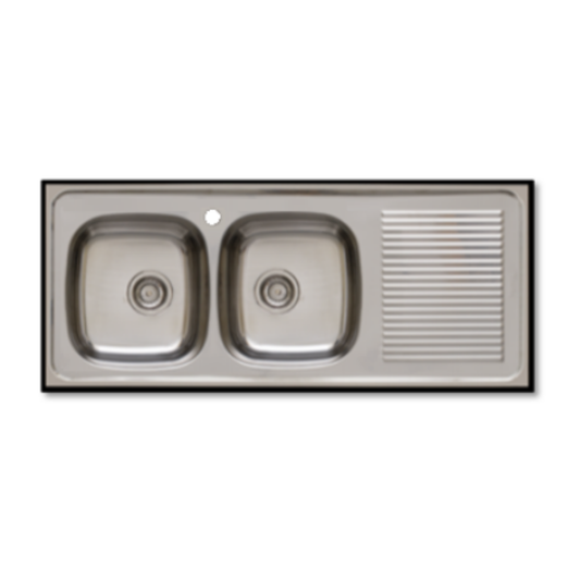 Lavaplatos 2 Cubetas Acero Inoxidable 120 cm con Escurridor