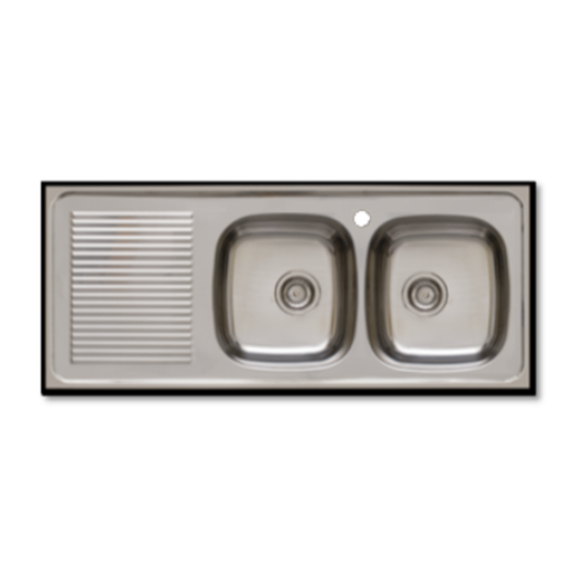 Lavaplatos 2 Cubetas Acero Inoxidable 120 cm Escurridor Izquierdo