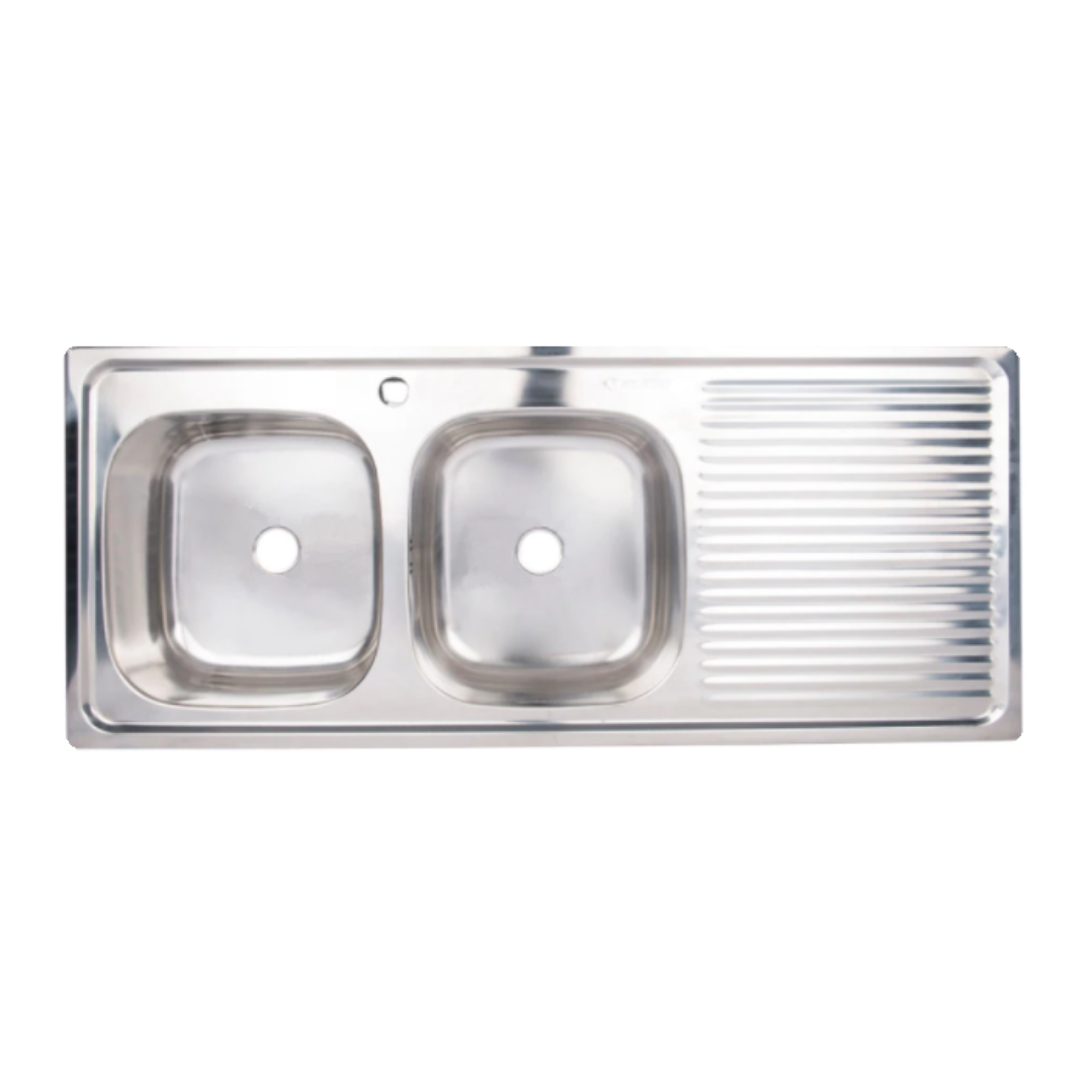Lavaplatos Empotrado Acero Inoxidable 2 Cubetas 1200x500 mm