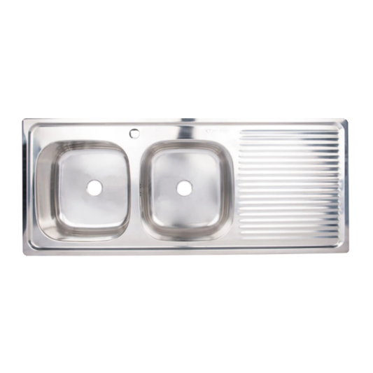 Lavaplatos Empotrado Acero Inoxidable 2 Cubetas 1200x500 mm