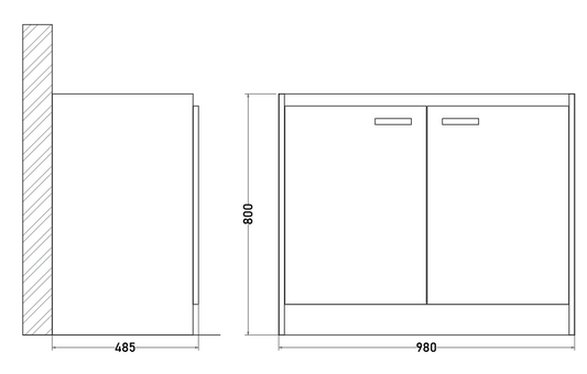 Mueble Base Lavaplatos 100 cm Blanco Melamina