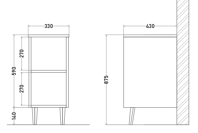 Mueble Repisa para Vanitorio Roble Bardolino con 2 Compartimientos
