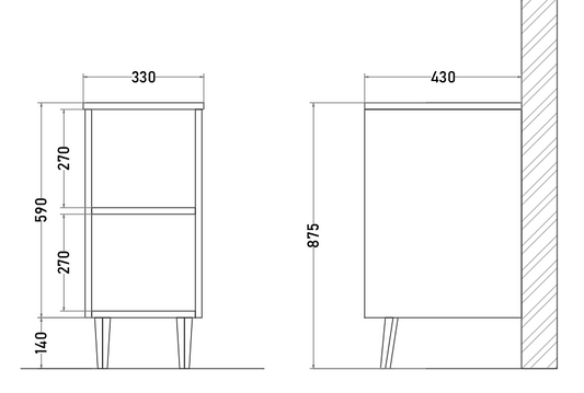 Mueble Repisa para Vanitorio Roble Bardolino con 2 Compartimientos
