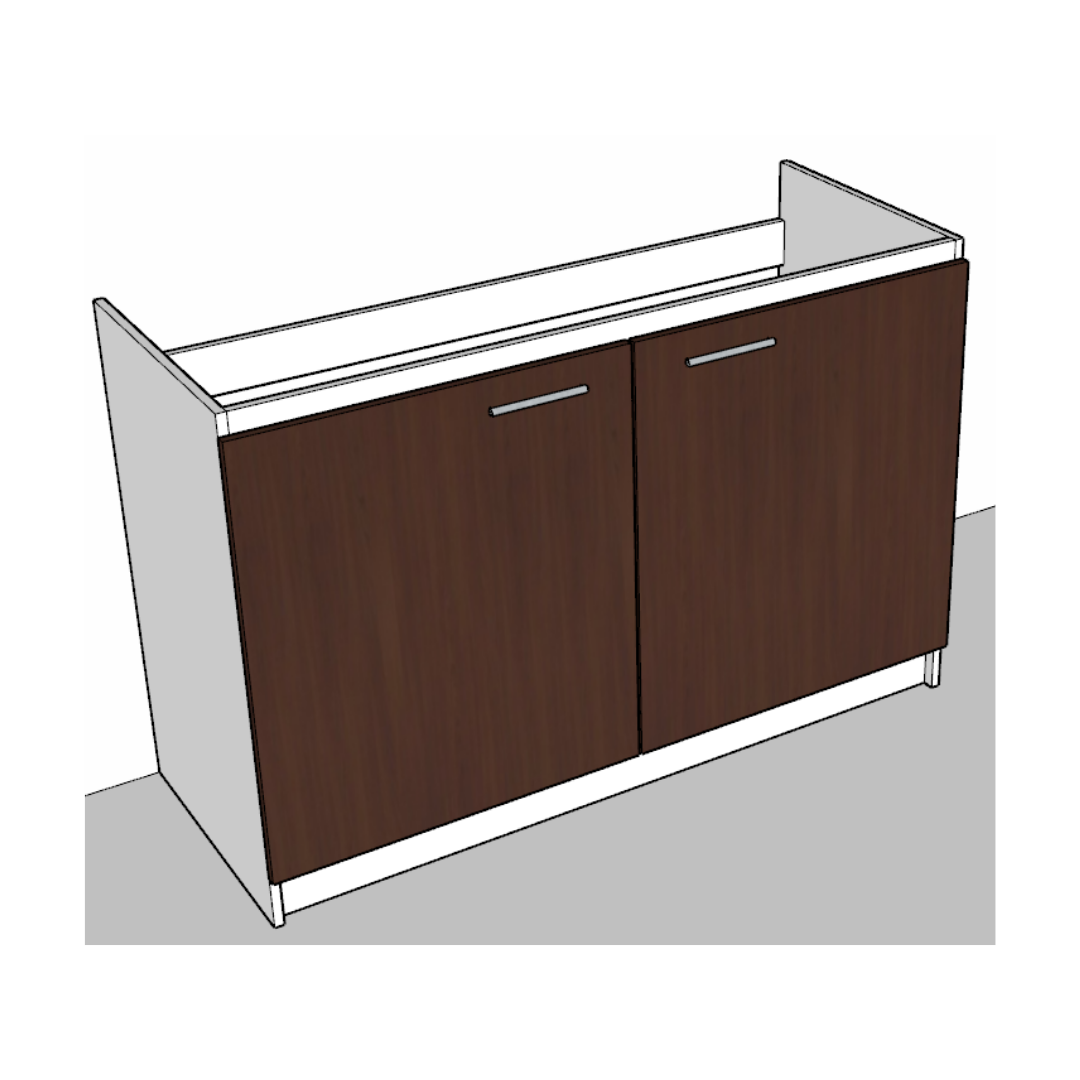 Mueble Base Lavaplatos 120 cm Blanco con Puertas Café Melamina