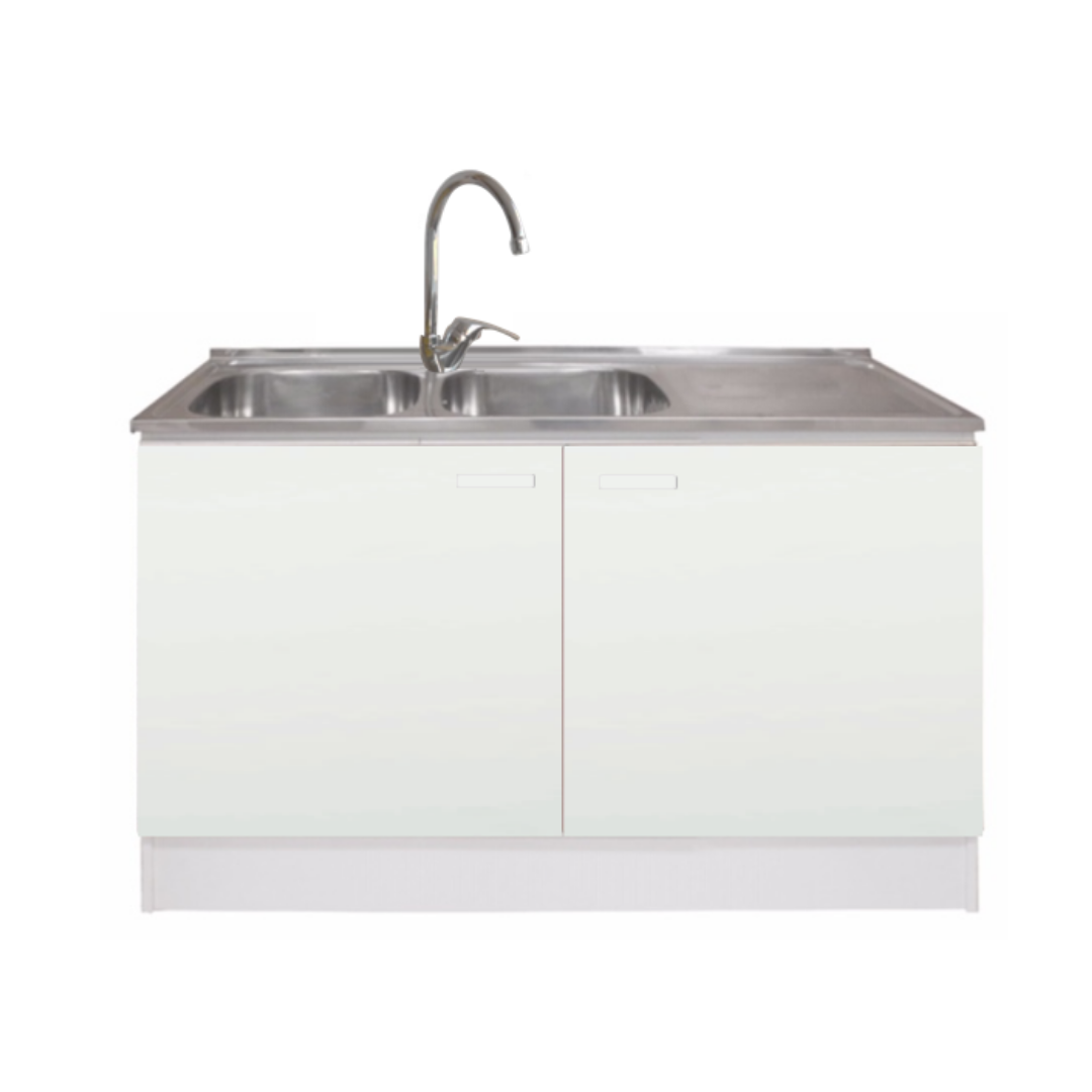 Kit Mueble Lavaplatos 120 cm con Lavaplatos Doble Cubeta y Monomando