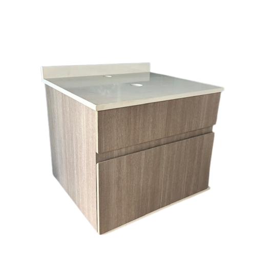 Mueble Lavamanos 60 cm con Cubierta de Cuarzo Blanco Marfil