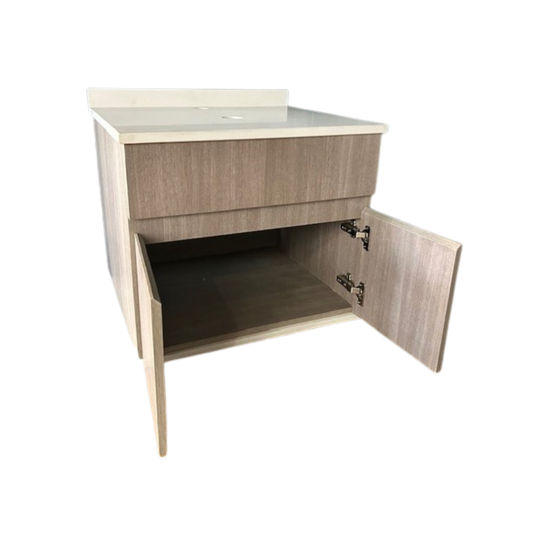 Mueble Lavamanos 60 cm con Cubierta de Cuarzo Blanco Marfil