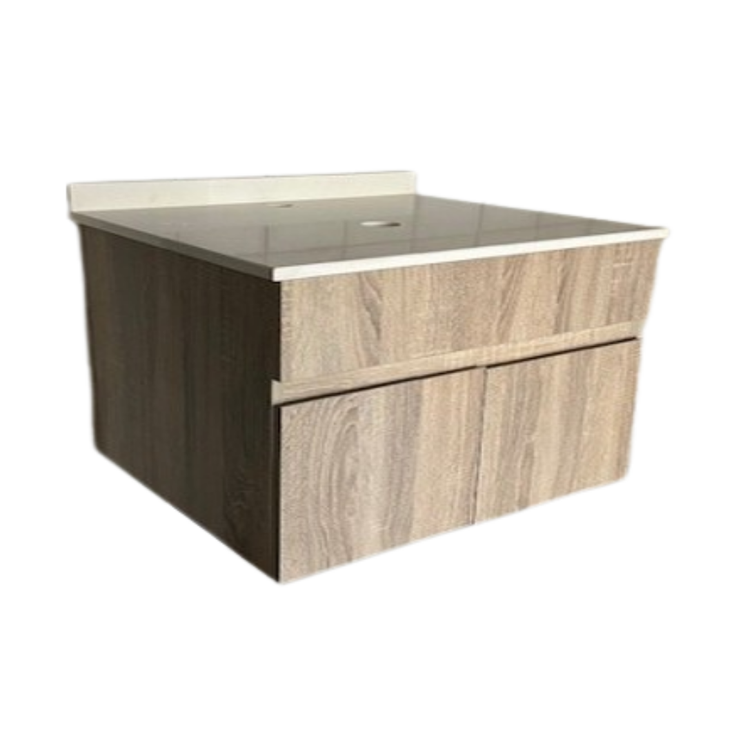 Mueble Lavamanos 80 cm con Cubierta de Cuarzo Blanco Marfil