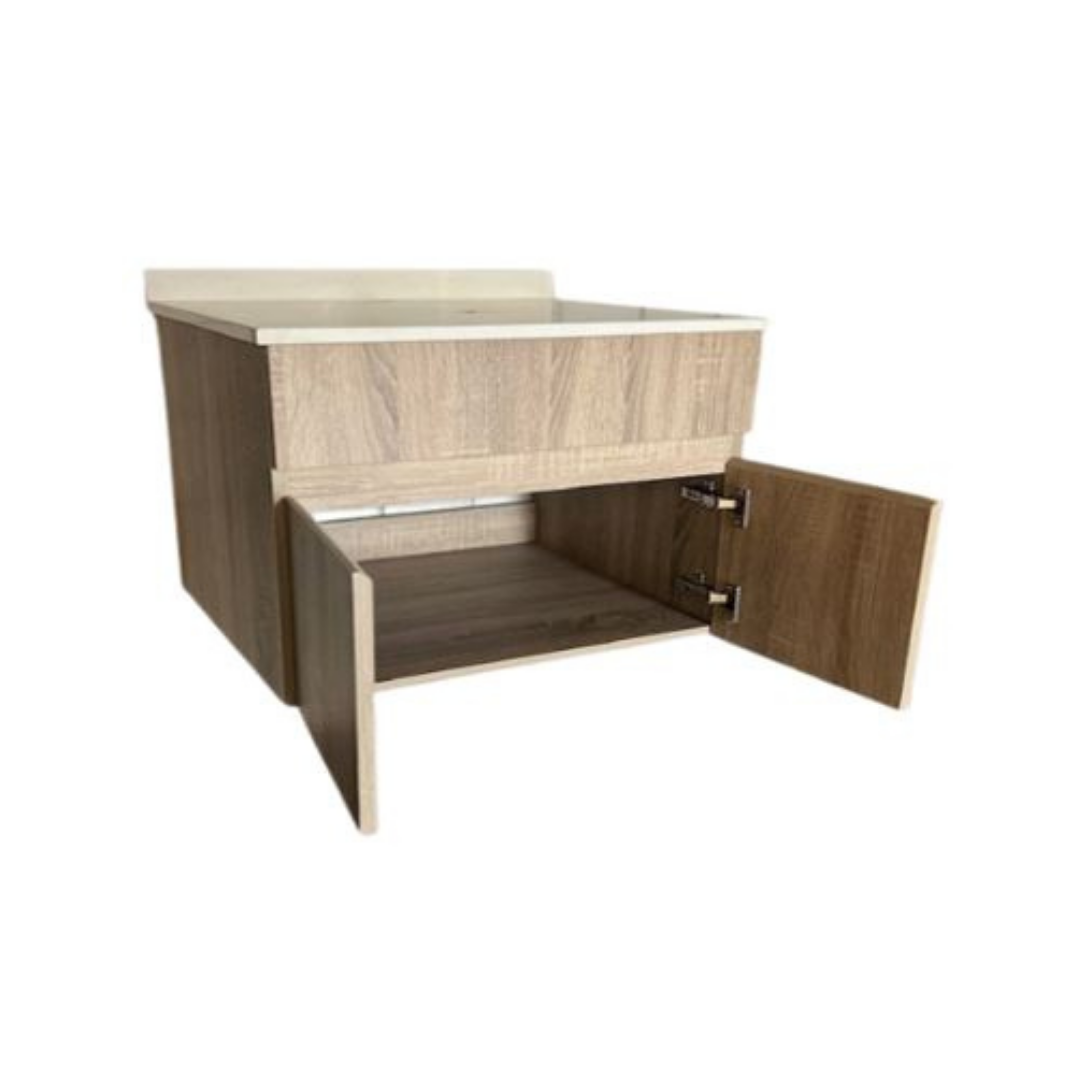 Mueble Lavamanos 80 cm con Cubierta de Cuarzo Blanco Marfil